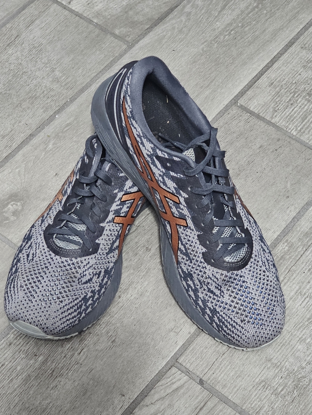 Asics Gray and Rust Knit Running Size 12  Sneakers